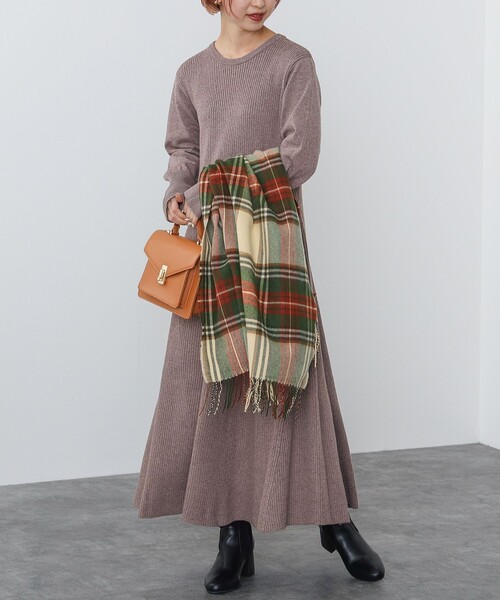 BEAMS HEART（ビームスハート）の「フレア ロング リブワンピース（手洗い可能）（ワンピース・レディース・ブラック/モカ/ダークグリーン・FREE）」の14枚目の写真