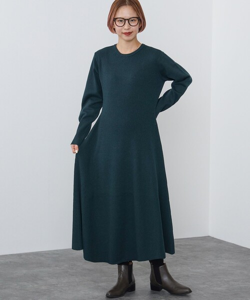 BEAMS HEART（ビームスハート）の「フレア ロング リブワンピース（手洗い可能）（ワンピース・レディース・ブラック/モカ/ダークグリーン・FREE）」の17枚目の写真
