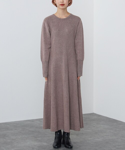 BEAMS HEART（ビームスハート）の「フレア ロング リブワンピース（手洗い可能）（ワンピース・レディース・ブラック/モカ/ダークグリーン・FREE）」の20枚目の写真