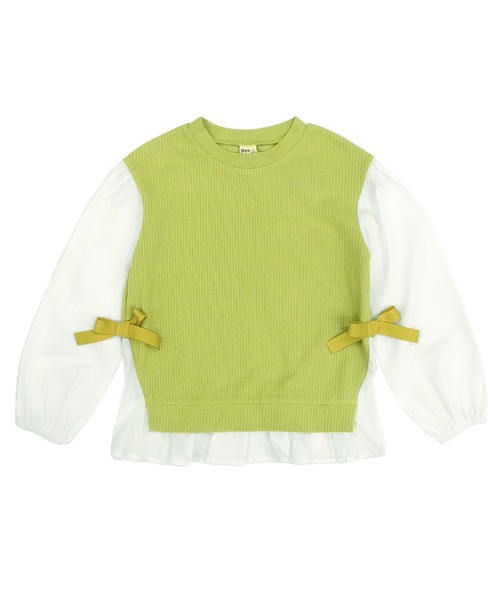 Bee des Bee（ビーデスビー）の「ベスト重ね着風 長袖シャツトップス（シャツ/ブラウス・キッズ・マスタード/ブラック×グレー/ラベンダー/チャコール/ブラック×ホワイト/ベージュ/ピンク系/グレー/モカ/アイボリー/ライトグリーン/ブラック系/パープル/ライトグレー・110cm/100cm/140cm/120cm/130cm/150cm）」の17枚目の写真