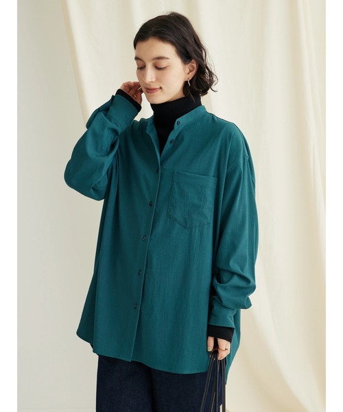 CRAFT STANDARD BOUTIQUE（クラフトスタンダードブティック）の「レーヨンデシンバンドカラーシャツ（シャツ/ブラウス・レディース・グリーン/ブラック/オフホワイト/オレンジ・M/L）」の18枚目の写真