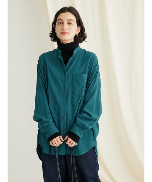 CRAFT STANDARD BOUTIQUE（クラフトスタンダードブティック）の「レーヨンデシンバンドカラーシャツ（シャツ/ブラウス・レディース・グリーン/ブラック/オフホワイト/オレンジ・M/L）」の19枚目の写真