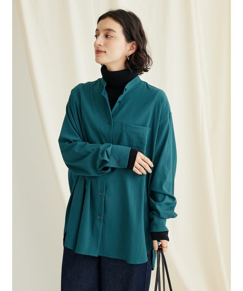 CRAFT STANDARD BOUTIQUE（クラフトスタンダードブティック）の「レーヨンデシンバンドカラーシャツ（シャツ/ブラウス・レディース・グリーン/ブラック/オフホワイト/オレンジ・M/L）」の20枚目の写真