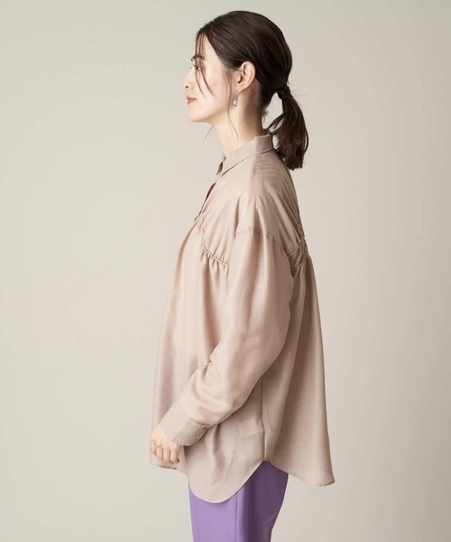 a.v.v(アーヴェヴェ)の「レギュラーカラーギャザーシアーシャツ(シャツ/ブラウス・レディース・ベージュ/カーキ・40/38/36/42/34)」の9枚目の写真