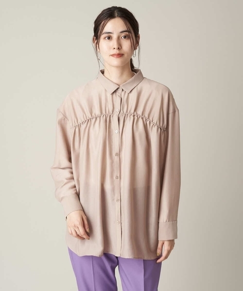 a.v.v(アーヴェヴェ)の「レギュラーカラーギャザーシアーシャツ(シャツ/ブラウス・レディース・ベージュ/カーキ・40/38/36/42/34)」の11枚目の写真