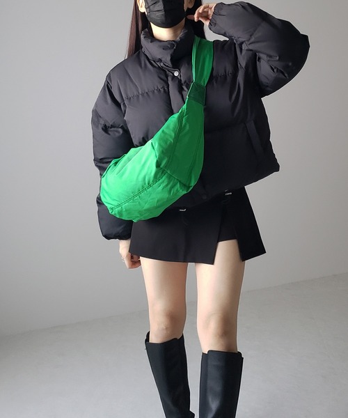 me+em select(ミームセレクト)の「※【 肩紐調節可能 】ハーフムーンナイロン中綿ショルダーバッグ(ショルダーバッグ・レディース・ブラック/アイボリー/ブルー/グリーン・FREE)」の16枚目の写真