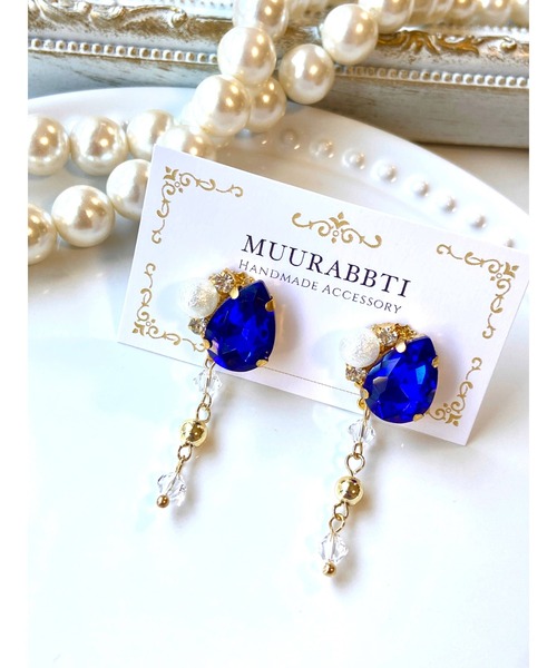 tone(トーン)の「【MUURABBTI】雫ビジューとスワロフスキーのピアス(MA)(ピアス(両耳用)・レディース・バイオレット/その他/エメラルド・FREE)」の9枚目の写真