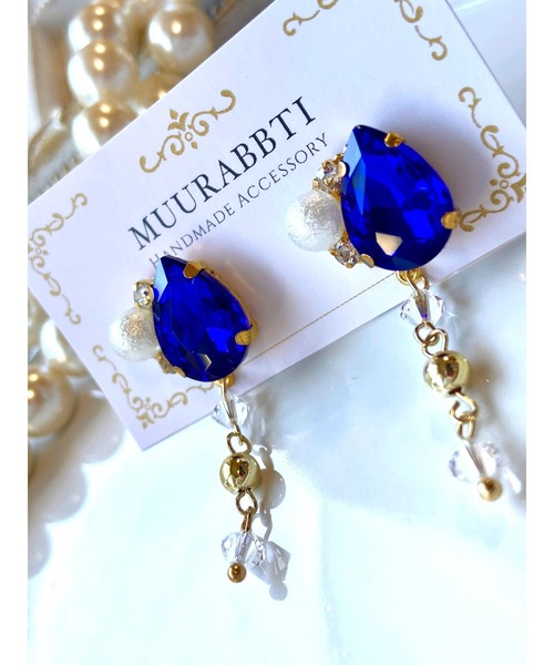 tone(トーン)の「【MUURABBTI】雫ビジューとスワロフスキーのピアス(MA)(ピアス(両耳用)・レディース・バイオレット/その他/エメラルド・FREE)」の10枚目の写真