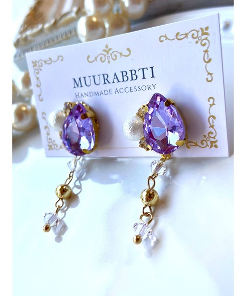 tone(トーン)の「【MUURABBTI】雫ビジューとスワロフスキーのピアス(MA)(ピアス(両耳用)・レディース・バイオレット/その他/エメラルド・FREE)」の12枚目の写真