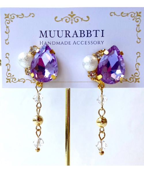 tone(トーン)の「【MUURABBTI】雫ビジューとスワロフスキーのピアス(MA)(ピアス(両耳用)・レディース・バイオレット/その他/エメラルド・FREE)」の14枚目の写真