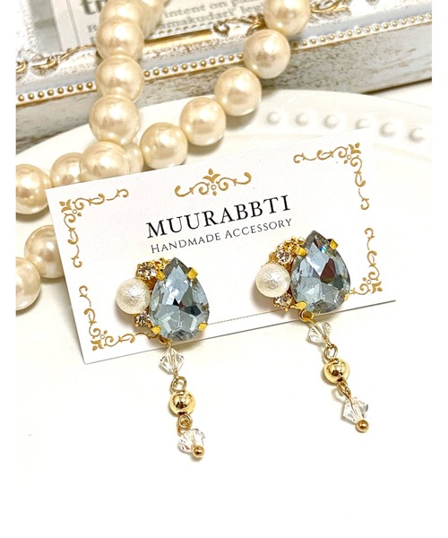 tone(トーン)の「【MUURABBTI】雫ビジューとスワロフスキーのピアス(MA)(ピアス(両耳用)・レディース・バイオレット/その他/エメラルド・FREE)」の15枚目の写真