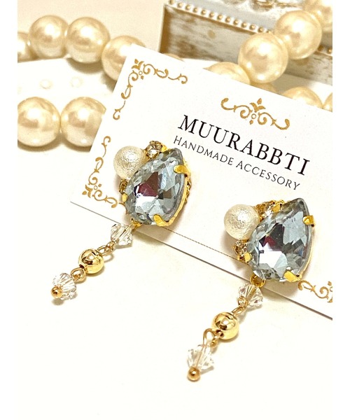 tone(トーン)の「【MUURABBTI】雫ビジューとスワロフスキーのピアス(MA)(ピアス(両耳用)・レディース・バイオレット/その他/エメラルド・FREE)」の16枚目の写真