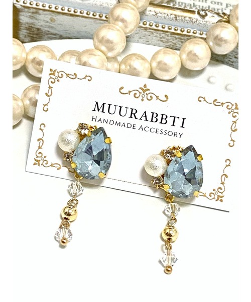 tone(トーン)の「【MUURABBTI】雫ビジューとスワロフスキーのピアス(MA)(ピアス(両耳用)・レディース・バイオレット/その他/エメラルド・FREE)」の17枚目の写真