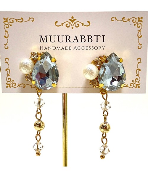 tone(トーン)の「【MUURABBTI】雫ビジューとスワロフスキーのピアス(MA)(ピアス(両耳用)・レディース・バイオレット/その他/エメラルド・FREE)」の18枚目の写真