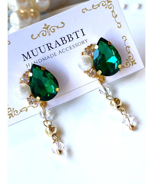 tone(トーン)の「【MUURABBTI】雫ビジューとスワロフスキーのピアス(MA)(ピアス(両耳用)・レディース・バイオレット/その他/エメラルド・FREE)」の19枚目の写真