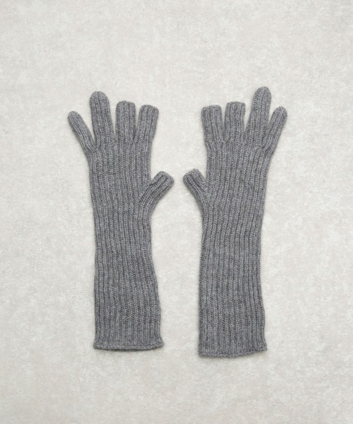 グレーのリブ編み指なしグローブ グレー リブ編み 指なし手袋 William