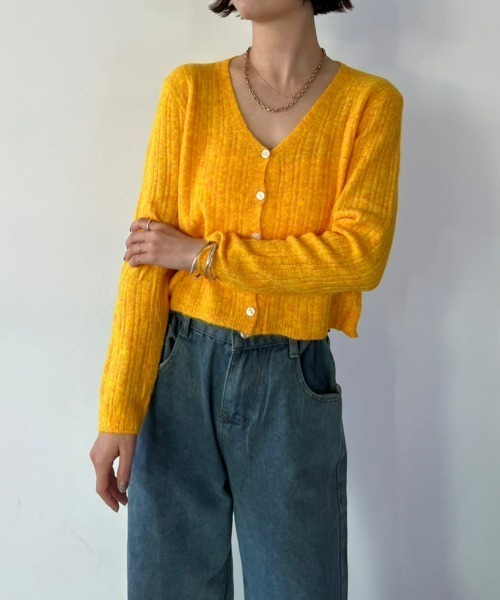 HANNE（アン）の「リブニットカーディガン（カーディガン/ボレロ・レディース・オレンジ/グレー/ブラック・FREE）」の3枚目の写真