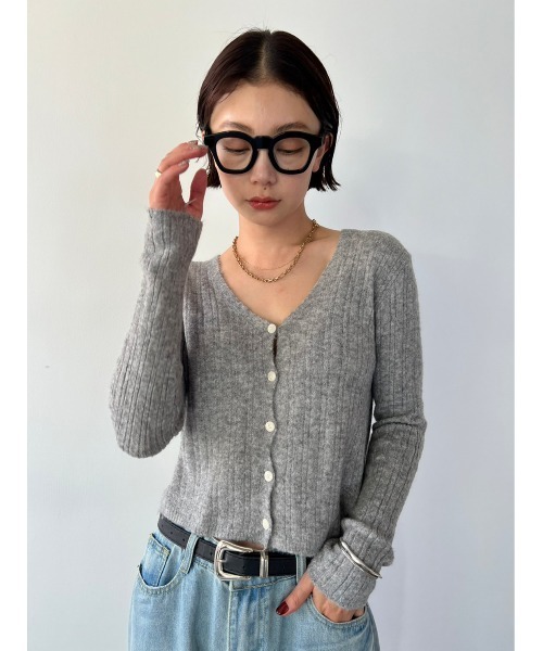 HANNE（アン）の「リブニットカーディガン（カーディガン/ボレロ・レディース・オレンジ/グレー/ブラック・FREE）」の9枚目の写真