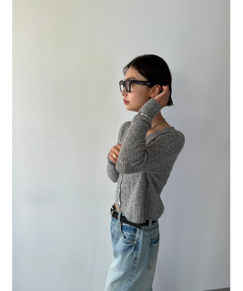 HANNE（アン）の「リブニットカーディガン（カーディガン/ボレロ・レディース・オレンジ/グレー/ブラック・FREE）」の10枚目の写真