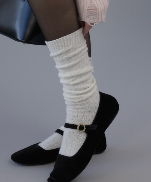 GIUNON（ジウノン）の「embroidery socks / ロゴ刺繍ソックス（ソックス/靴下・レディース・ホワイト/ブラウン/グレー・FREE）」の2枚目の写真