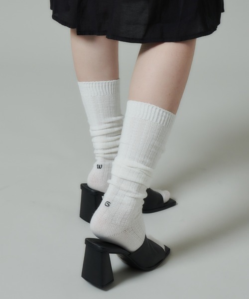 GIUNON（ジウノン）の「embroidery socks / ロゴ刺繍ソックス（ソックス/靴下・レディース・ホワイト/ブラウン/グレー・FREE）」の6枚目の写真