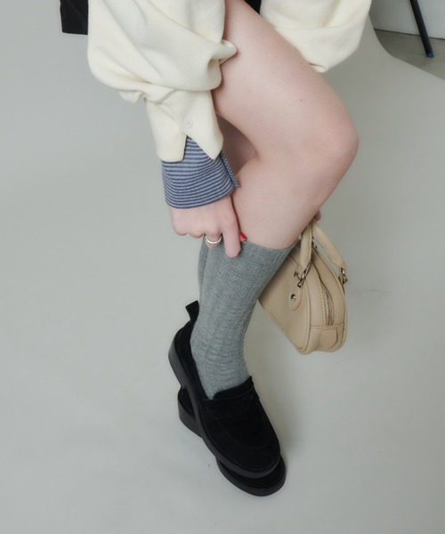 GIUNON（ジウノン）の「embroidery socks / ロゴ刺繍ソックス（ソックス/靴下・レディース・ホワイト/ブラウン/グレー・FREE）」の14枚目の写真