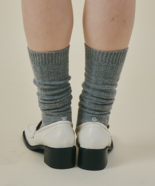 GIUNON（ジウノン）の「embroidery socks / ロゴ刺繍ソックス（ソックス/靴下・レディース・ホワイト/ブラウン/グレー・FREE）」の19枚目の写真