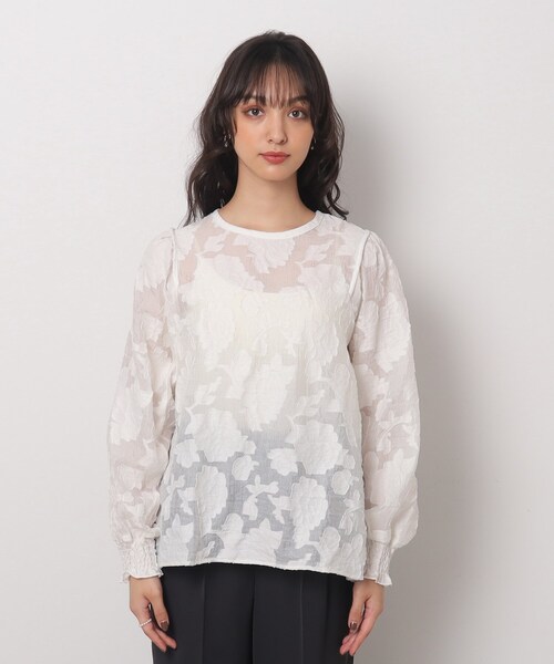 DRESKIP（ドレスキップ）の「◆上品なシアー感 お袖ボリューム レースブラウス（シャツ/ブラウス・レディース・ブラック/ナチュラル・02/03/04）」の6枚目の写真