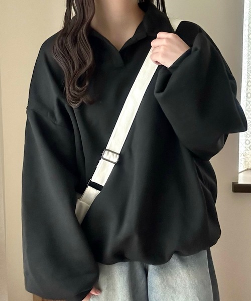 Cham.(チャム)の「ゆるだぼ襟つきスウェット(スウェット・レディース・ブラック/グレー/ライトグレー・F)」の17枚目の写真