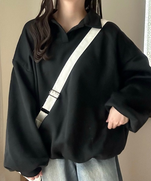 Cham.(チャム)の「ゆるだぼ襟つきスウェット(スウェット・レディース・ブラック/グレー/ライトグレー・F)」の18枚目の写真