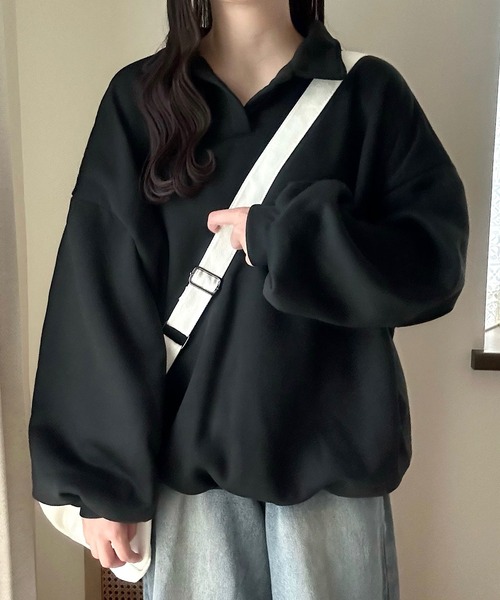 Cham.(チャム)の「ゆるだぼ襟つきスウェット(スウェット・レディース・ブラック/グレー/ライトグレー・F)」の20枚目の写真