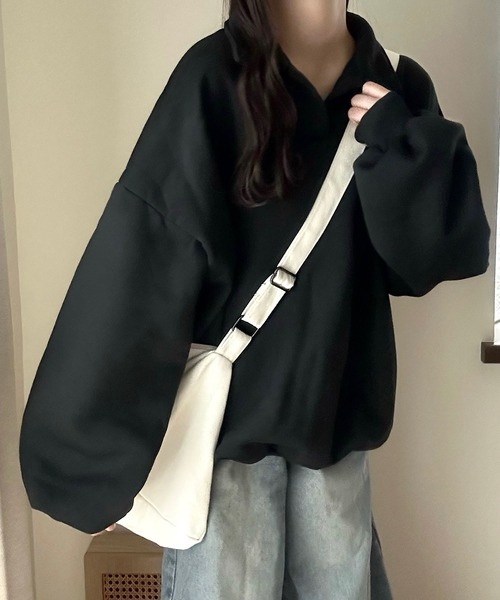 Cham.(チャム)の「ゆるだぼ襟つきスウェット(スウェット・レディース・ブラック/グレー/ライトグレー・F)」の21枚目の写真
