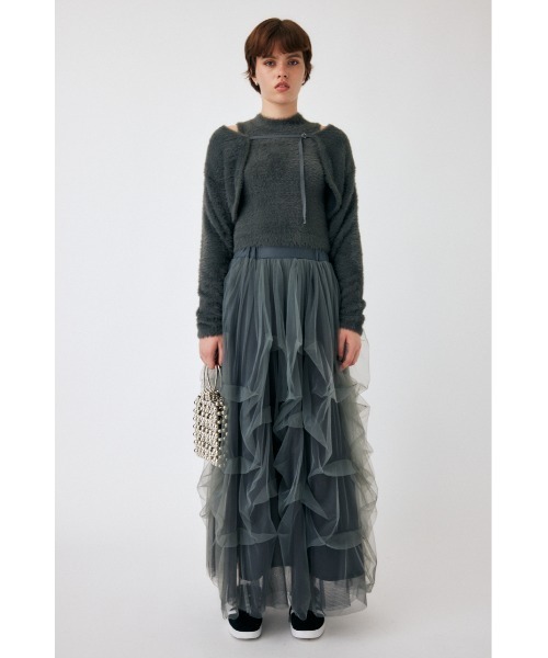 MOUSSY（マウジー）の「VOLUME TULLE LONG スカート（スカート・レディース・グレー/ブラック・2/1）」の6枚目の写真