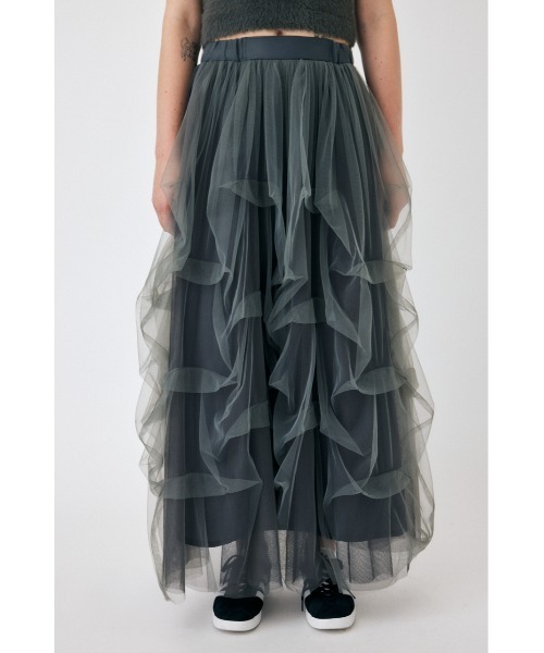 MOUSSY（マウジー）の「VOLUME TULLE LONG スカート（スカート・レディース・グレー/ブラック・2/1）」の7枚目の写真