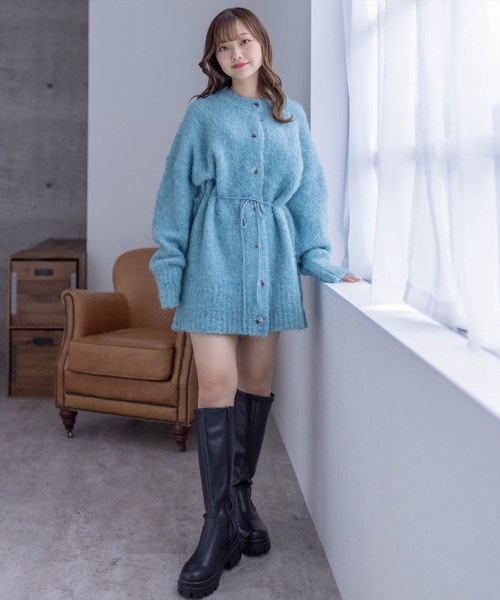 clear（クリア）の「ニットチュニック丈カーディガン（カーディガン/ボレロ・レディース・ブルー/ベージュ/グレイッシュベージュ・F）」の12枚目の写真