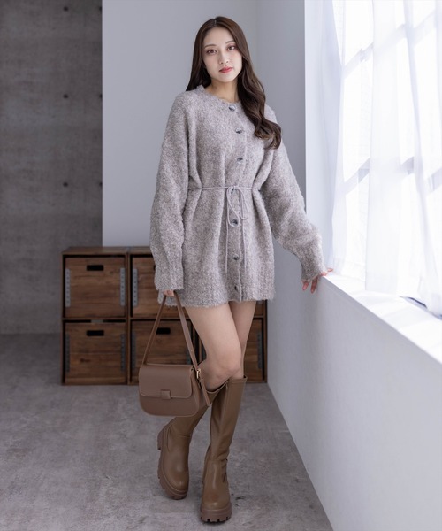 clear（クリア）の「ニットチュニック丈カーディガン（カーディガン/ボレロ・レディース・ブルー/ベージュ/グレイッシュベージュ・F）」の11枚目の写真