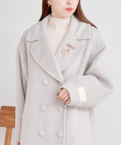 Chico(チコ)の「【2サイズ展開】ダブルシャギーロングコート(チェスターコート・レディース・ブラック/グレイッシュベージュ/アイボリー/グレー・0/1)」の10枚目の写真