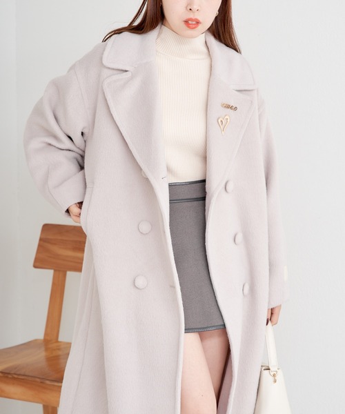 Chico(チコ)の「【2サイズ展開】ダブルシャギーロングコート(チェスターコート・レディース・ブラック/グレイッシュベージュ/アイボリー/グレー・0/1)」の5枚目の写真