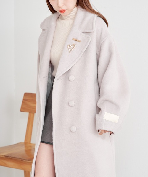 Chico(チコ)の「【2サイズ展開】ダブルシャギーロングコート(チェスターコート・レディース・ブラック/グレイッシュベージュ/アイボリー/グレー・0/1)」の6枚目の写真