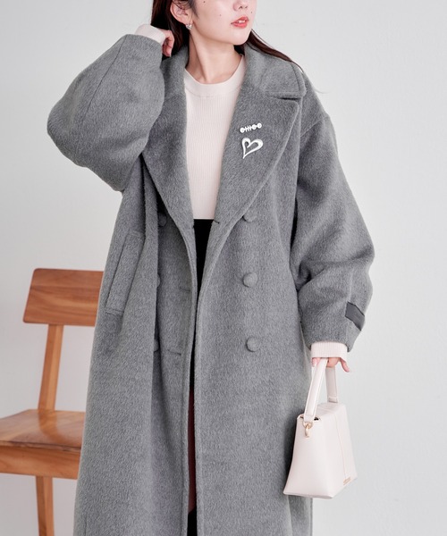 Chico(チコ)の「【2サイズ展開】ダブルシャギーロングコート(チェスターコート・レディース・ブラック/グレイッシュベージュ/アイボリー/グレー・0/1)」の21枚目の写真