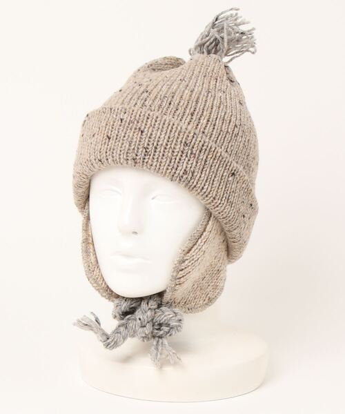 go slow caravan(ゴースローキャラバン)の「HIGHLAND2000/ハイランドトゥーサウザンド Solid Bobcap w/ear Cover & Tassels & Thin Rope(ニットキャップ/ビーニー・レディース・ナチュラル/チャコールグレー/オートミール・FREE)」の3枚目の写真