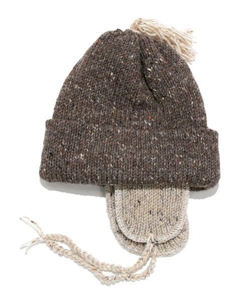 go slow caravan(ゴースローキャラバン)の「HIGHLAND2000/ハイランドトゥーサウザンド Solid Bobcap w/ear Cover & Tassels & Thin Rope(ニットキャップ/ビーニー・レディース・ナチュラル/チャコールグレー/オートミール・FREE)」の1枚目の写真