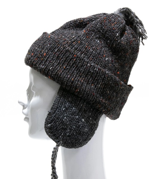 go slow caravan(ゴースローキャラバン)の「HIGHLAND2000/ハイランドトゥーサウザンド Solid Bobcap w/ear Cover & Tassels & Thin Rope(ニットキャップ/ビーニー・レディース・ナチュラル/チャコールグレー/オートミール・FREE)」の5枚目の写真