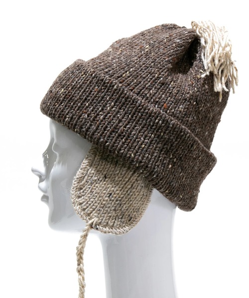 go slow caravan(ゴースローキャラバン)の「HIGHLAND2000/ハイランドトゥーサウザンド Solid Bobcap w/ear Cover & Tassels & Thin Rope(ニットキャップ/ビーニー・レディース・ナチュラル/チャコールグレー/オートミール・FREE)」の7枚目の写真