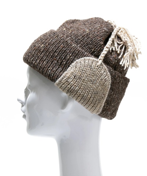 go slow caravan(ゴースローキャラバン)の「HIGHLAND2000/ハイランドトゥーサウザンド Solid Bobcap w/ear Cover & Tassels & Thin Rope(ニットキャップ/ビーニー・レディース・ナチュラル/チャコールグレー/オートミール・FREE)」の8枚目の写真