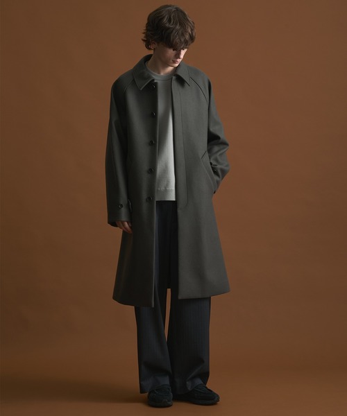 Super140s メルトンオーバーサイズステンカラーコート / 保温 / 天然撥