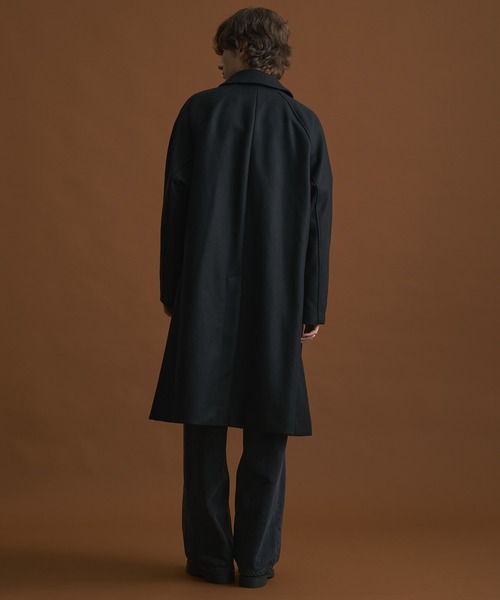 Super140s メルトンオーバーサイズステンカラーコート / 保温 / 天然撥
