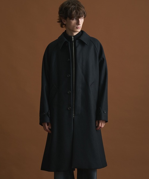 Super140s メルトンオーバーサイズステンカラーコート / 保温