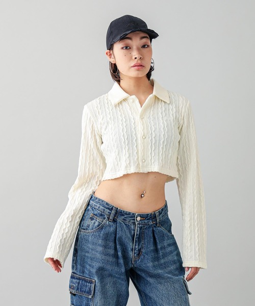 X-girl（エックスガール）の「GOOD GIRL TOP（シャツ/ブラウス・レディース・ブラック/ホワイト・S/M）」の3枚目の写真