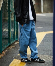 FREAK'S STORE | リラックスフィット ウェービングベルト デニムパンツ/バルーンシルエット/テーパード/ワイドデニム(デニムパンツ)